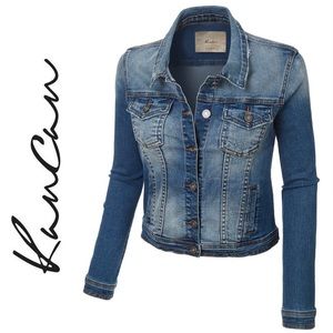 🖤 KANCAN Crop Denim Blue Distressed Jacket